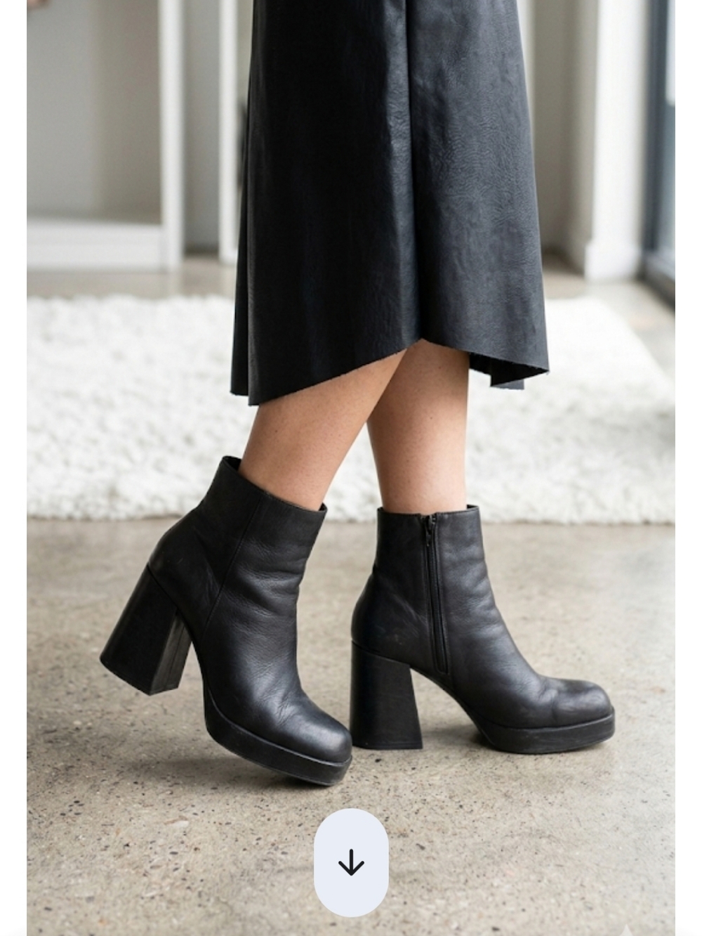 Y2k Steve Madden Elie Black Leather Block Heel Ankle Boots - Picture 16 of 16
